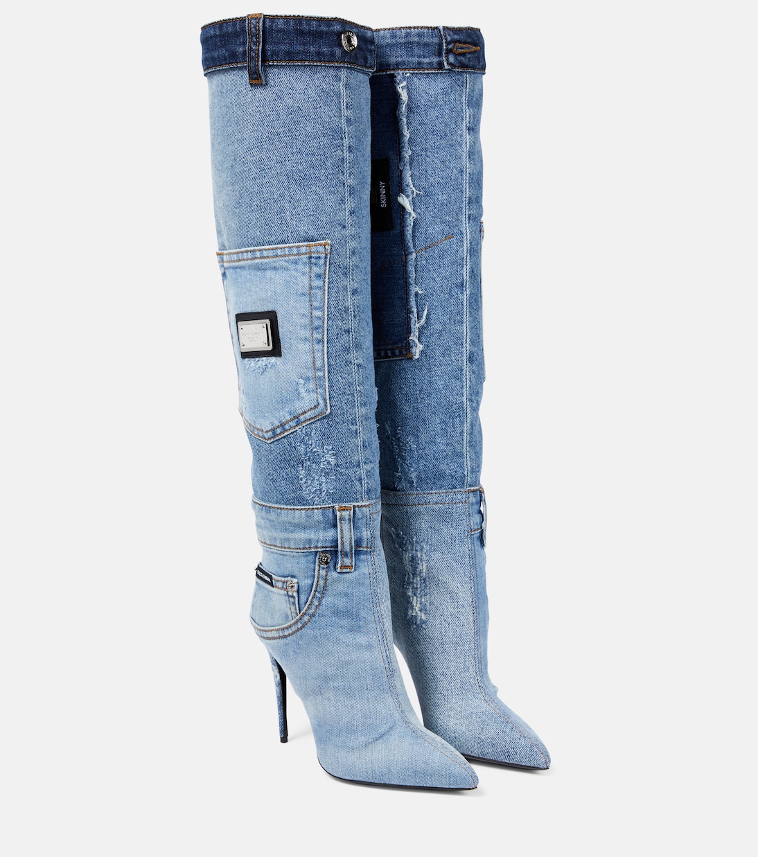 Cardinale denim knee-high boots | Dolce&Gabbana