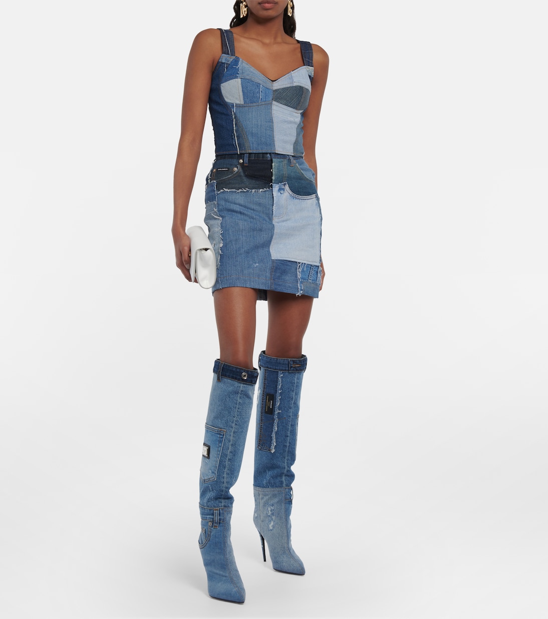 Cardinale denim knee-high boots | Dolce&Gabbana