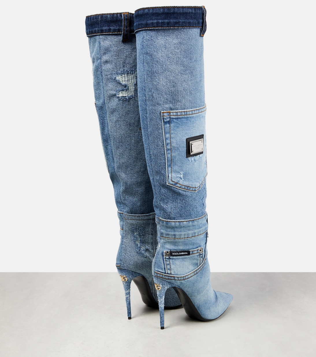 Cardinale denim knee-high boots | Dolce&Gabbana