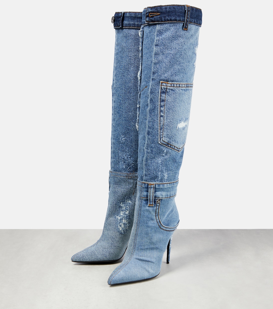 Cardinale denim knee-high boots | Dolce&Gabbana