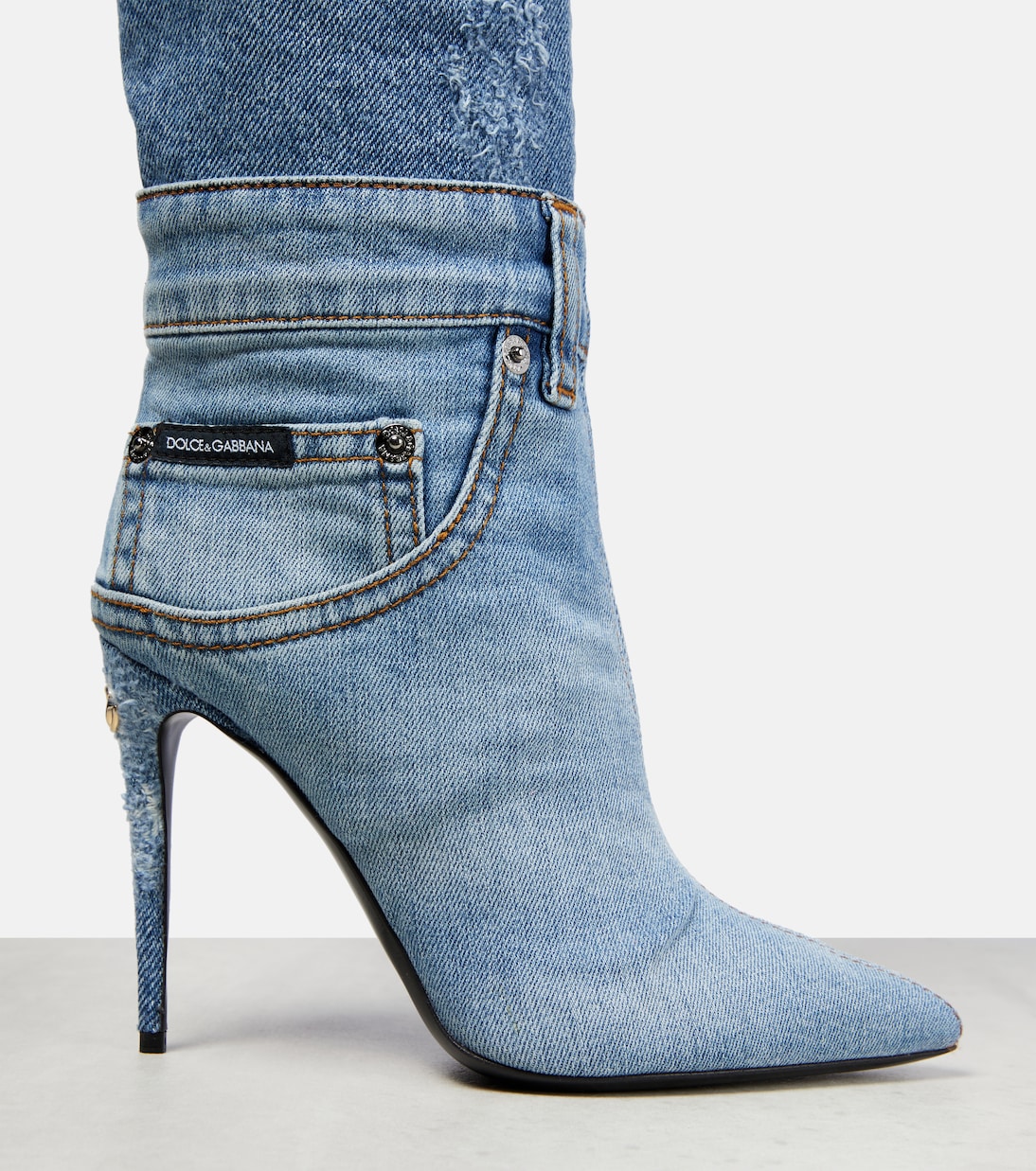 Cardinale denim knee-high boots | Dolce&Gabbana
