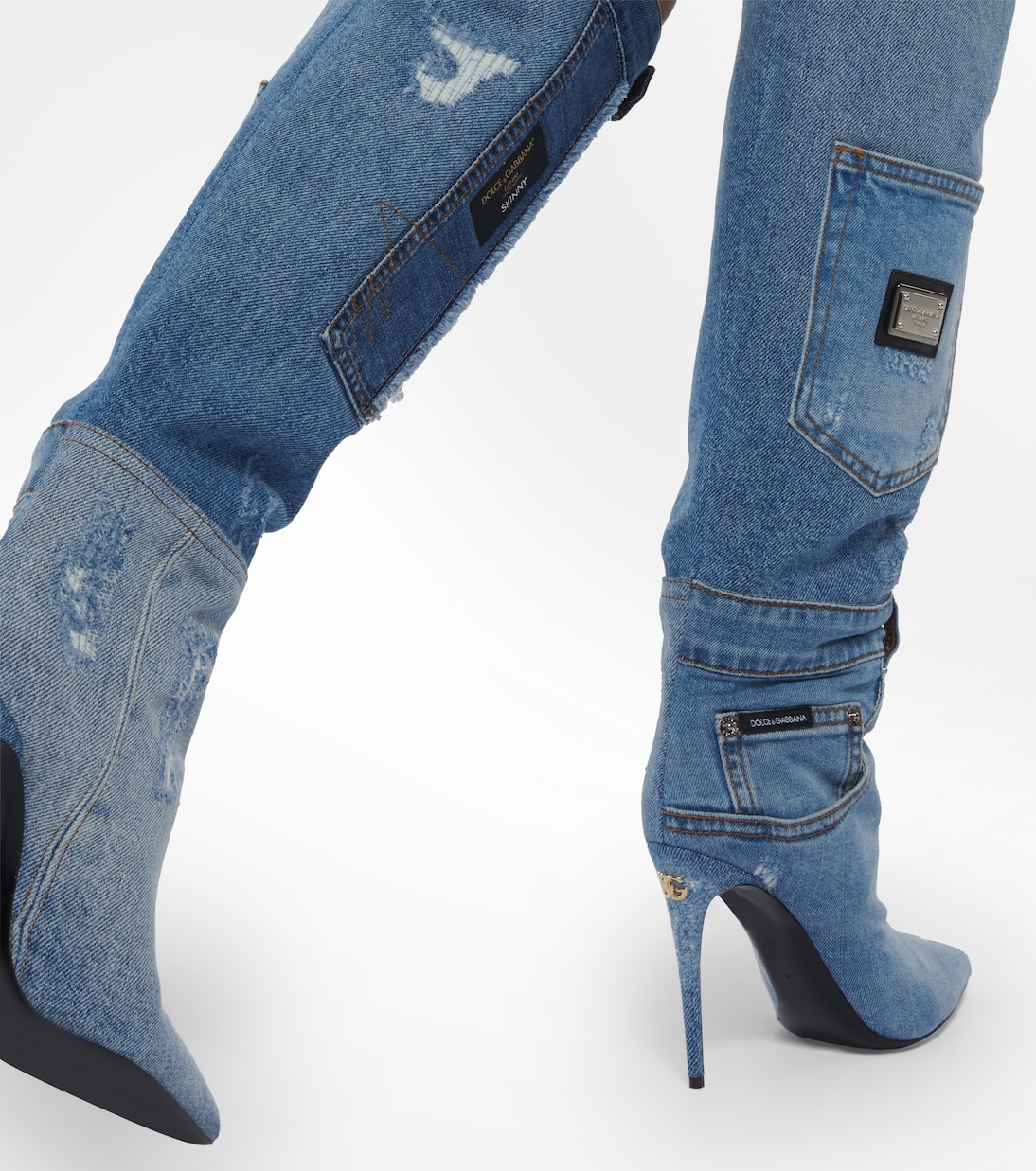 Cardinale denim knee-high boots | Dolce&Gabbana