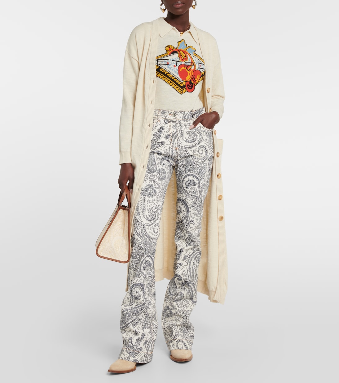 Embroidered wool, linen and cotton cardigan | Etro