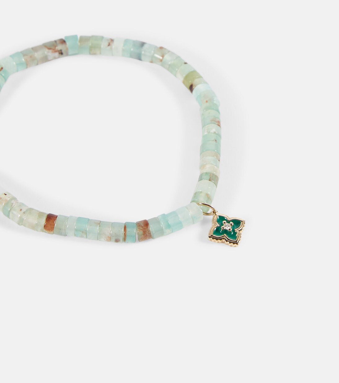 Bracciale giovane in oro 14kt con charm marocchino e perle, impreziosito da diamanti