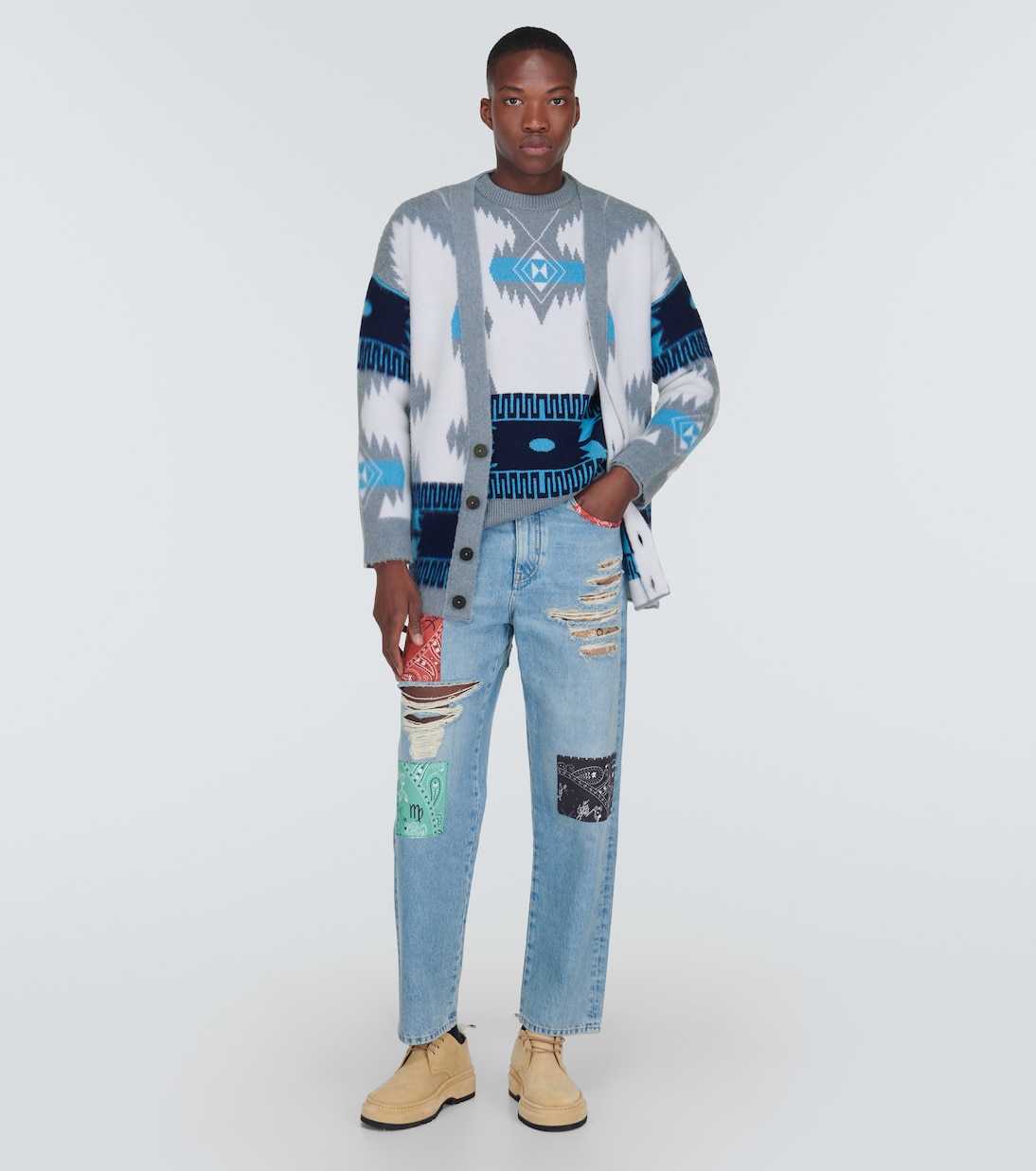 Icon jacquard virgin wool cardigan  | Alanui