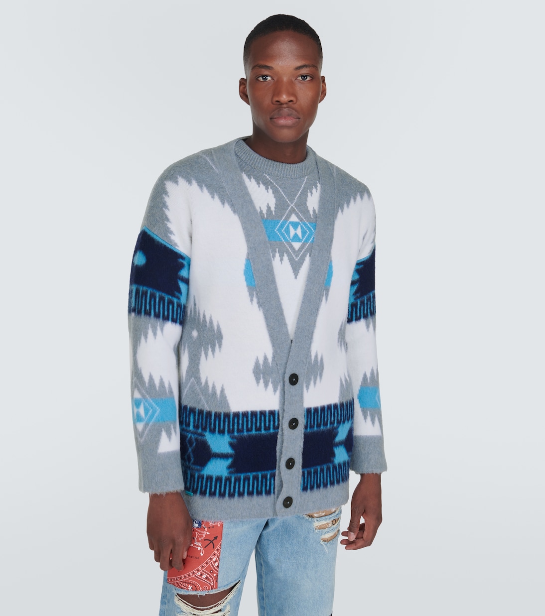 Icon jacquard virgin wool cardigan  | Alanui