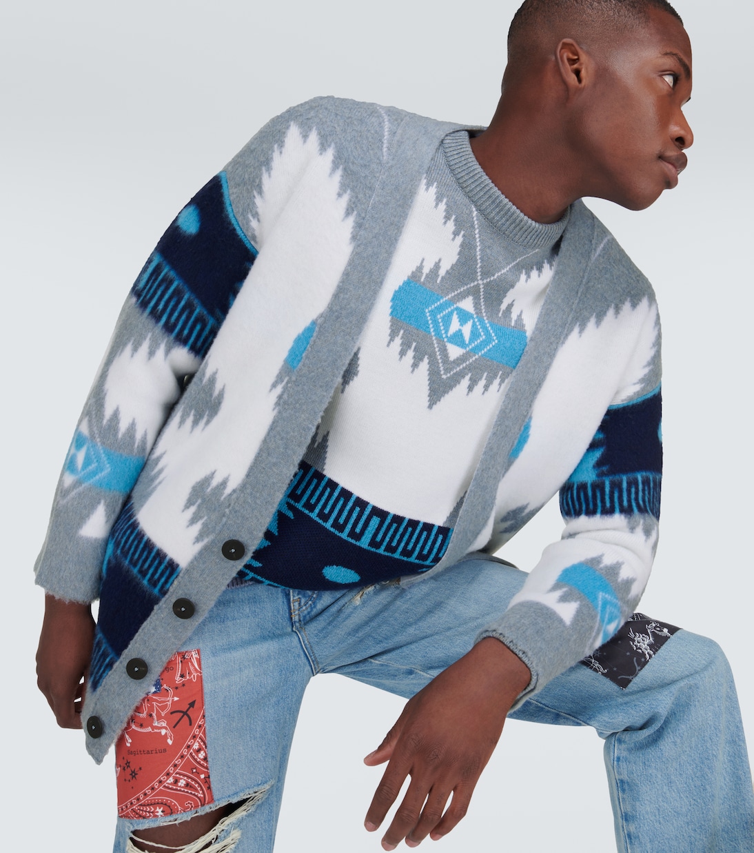 Icon jacquard virgin wool cardigan  | Alanui