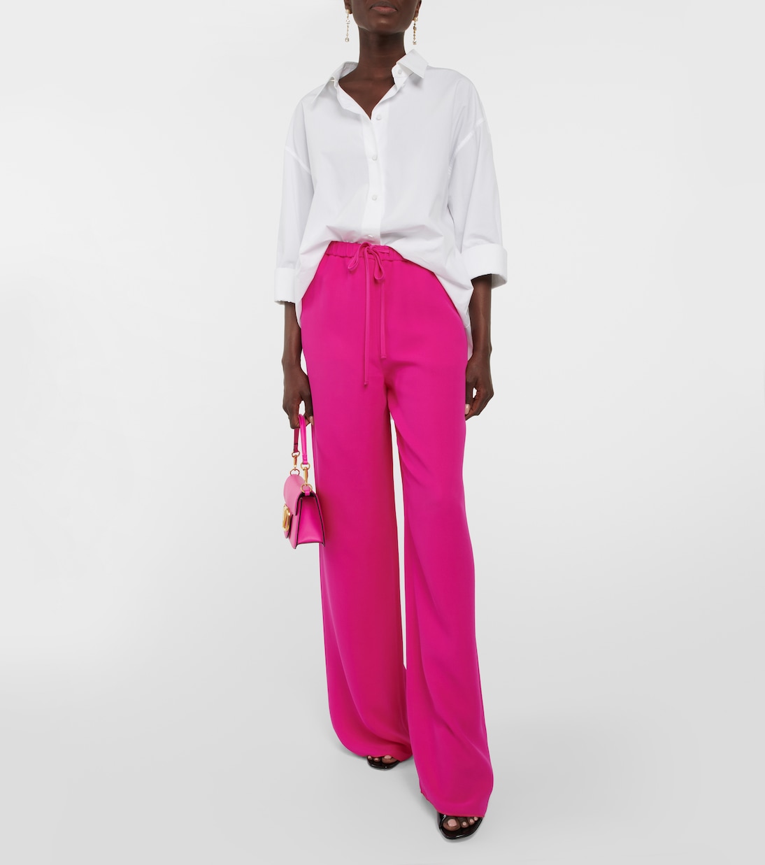 Pantalon ample à taille haute en soie | Valentino