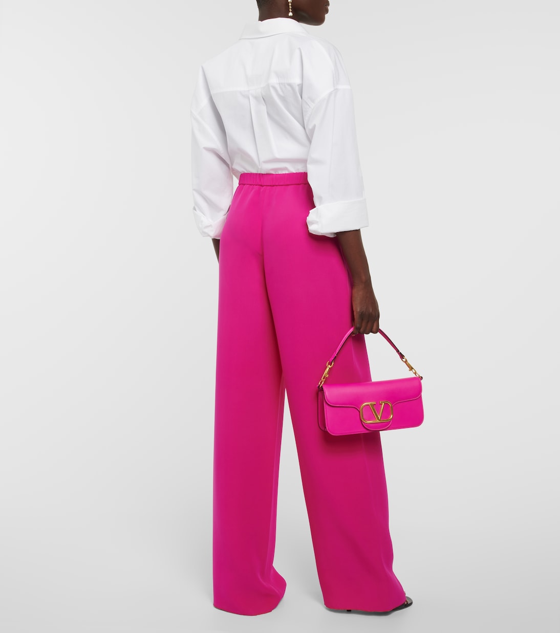 Pantalon ample à taille haute en soie | Valentino
