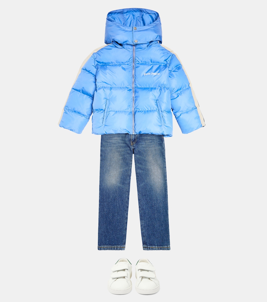 Jeans regular con logo curvo | Palm Angels Kids