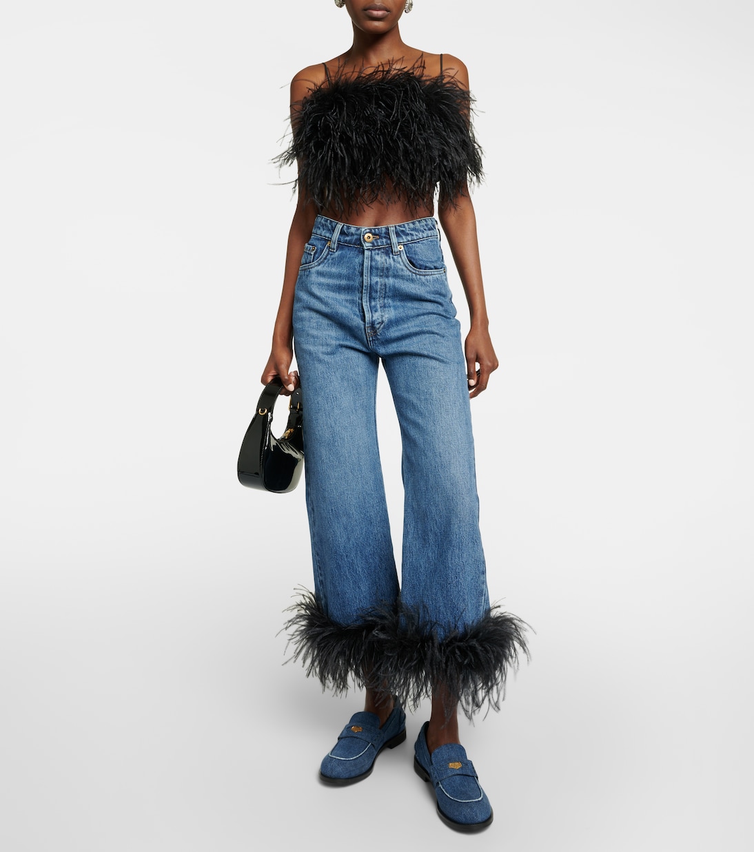 Mocassini in denim con logo | Miu Miu