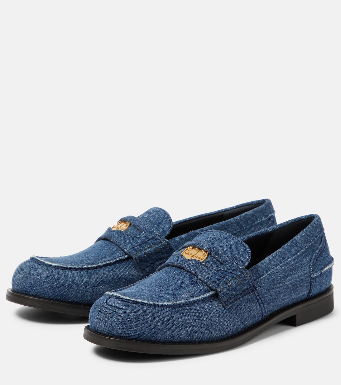Mocassini in denim con logo | Miu Miu