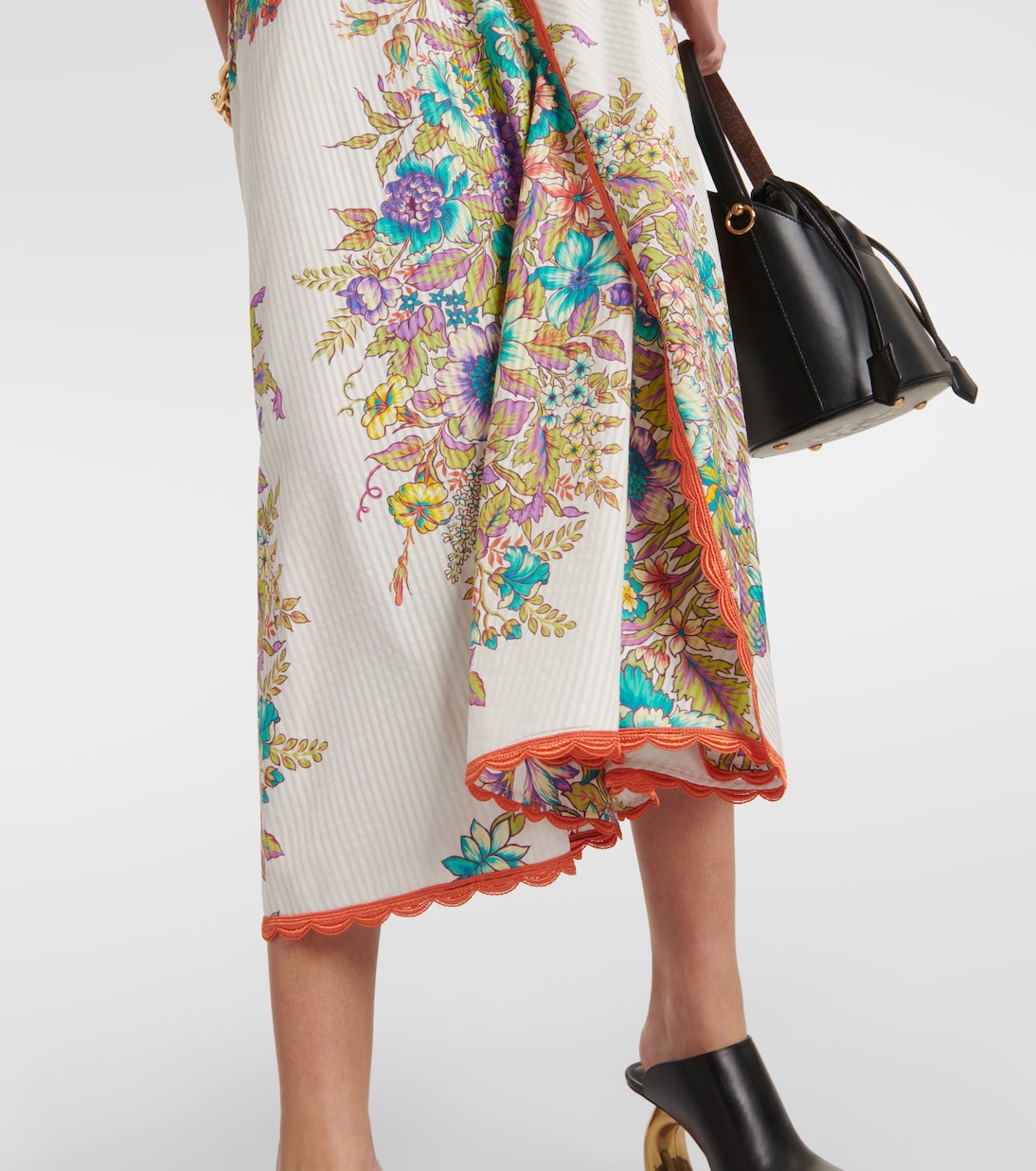 Falda midi de algodón y seda floral | Etro