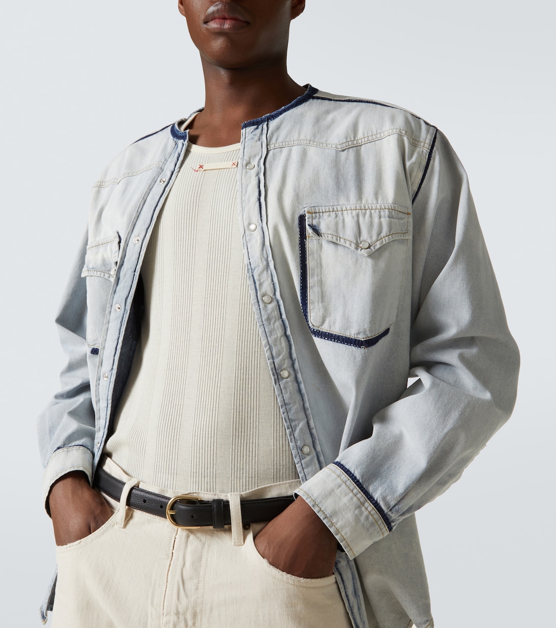 Sobrecamisa de denim adornada | Maison Margiela