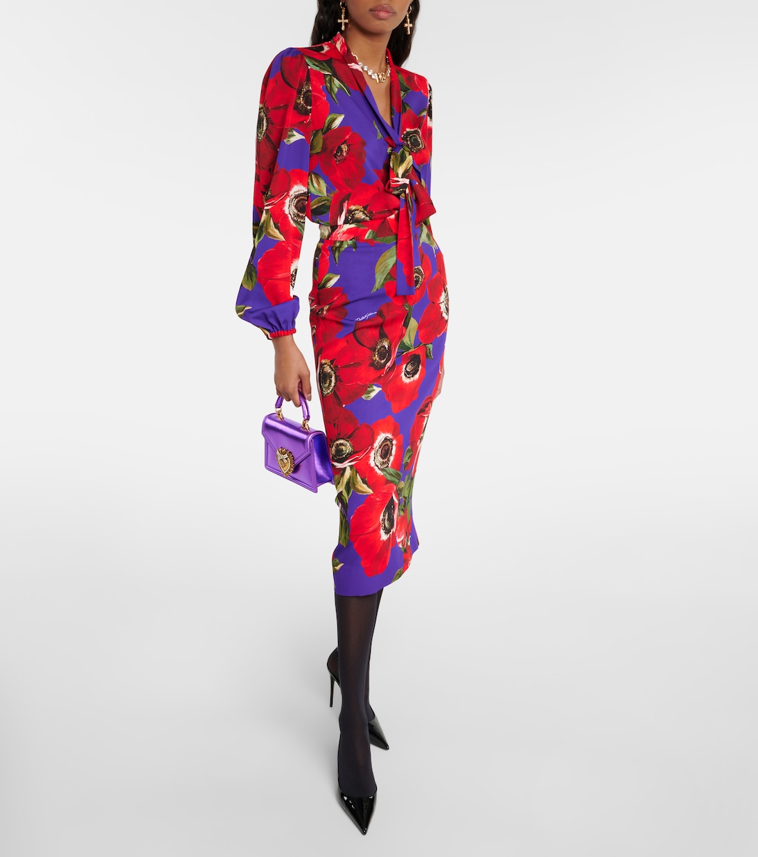 Blusa in misto seta con stampa | Dolce&Gabbana