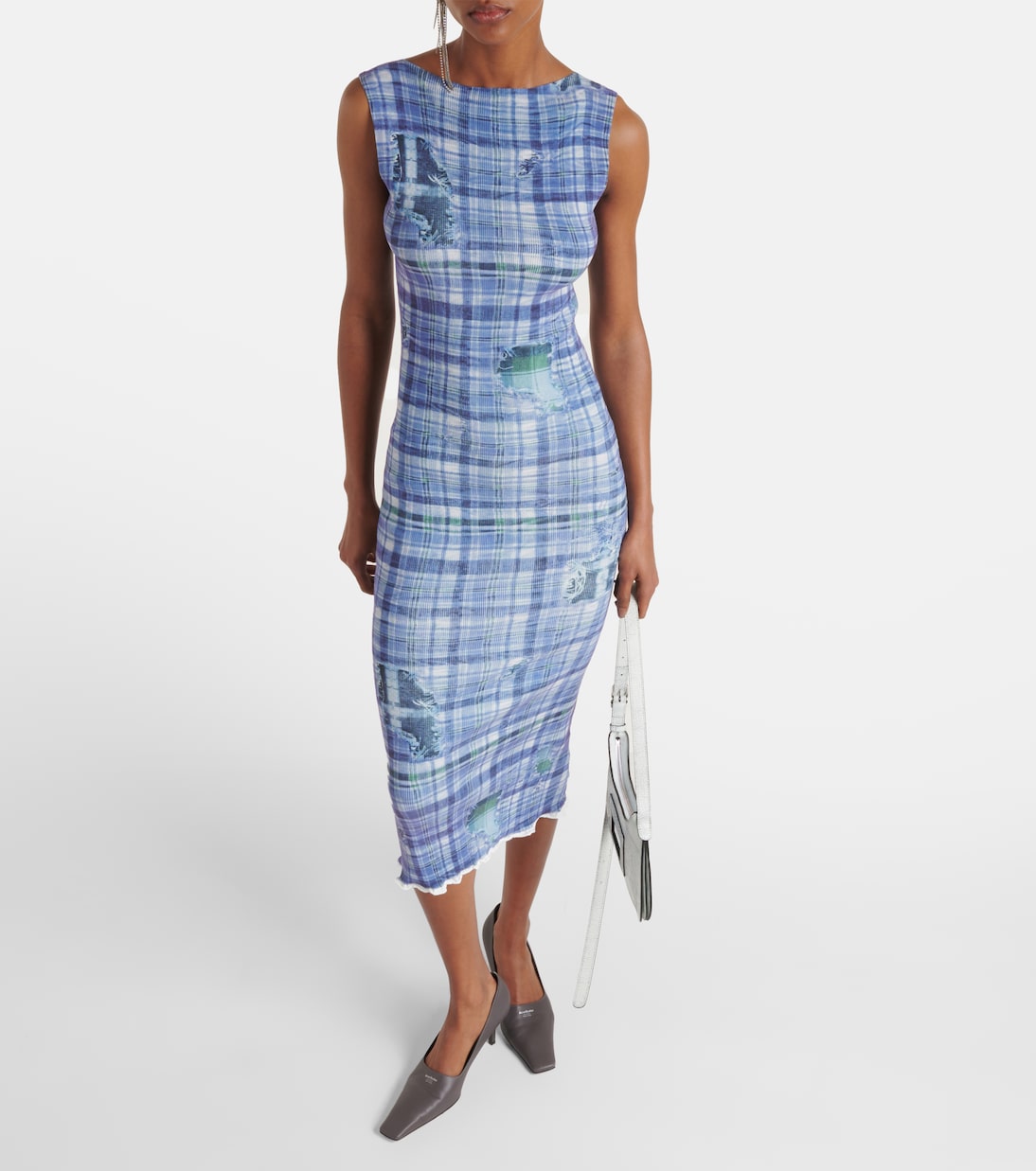 Abito midi in maglia a coste a quadri | Acne Studios