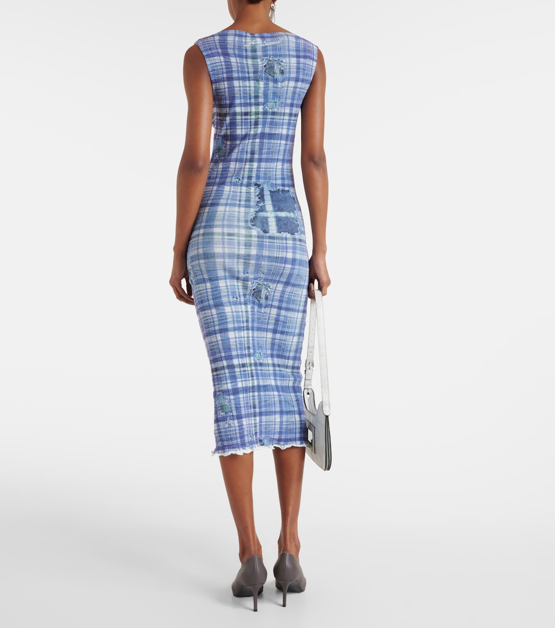 Abito midi in maglia a coste a quadri | Acne Studios