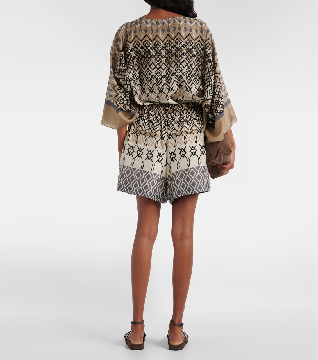 Shorts in seta con stampa | Brunello Cucinelli