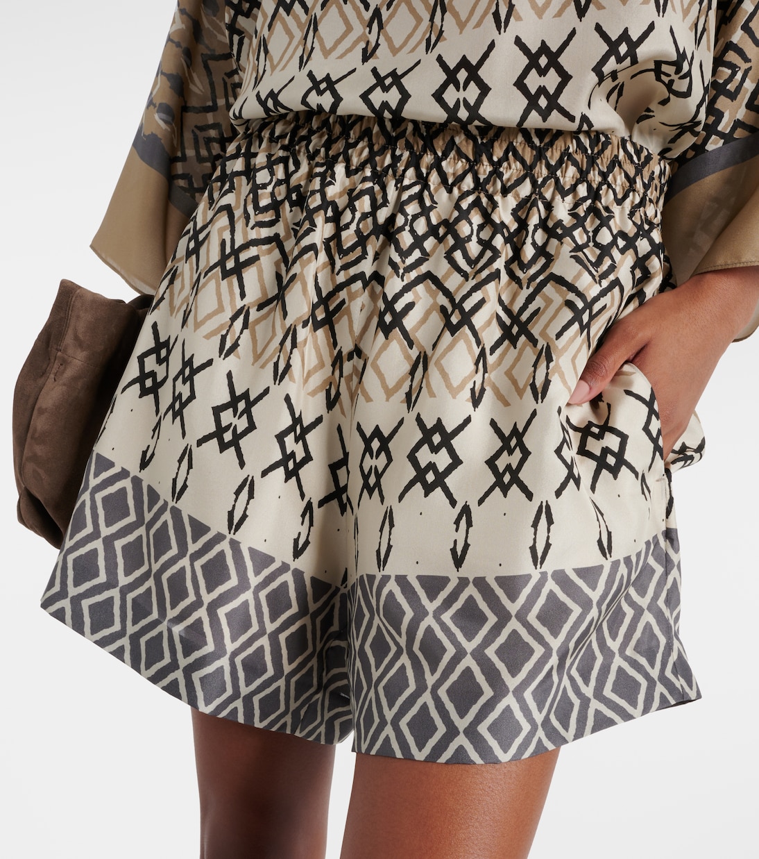Shorts in seta con stampa | Brunello Cucinelli