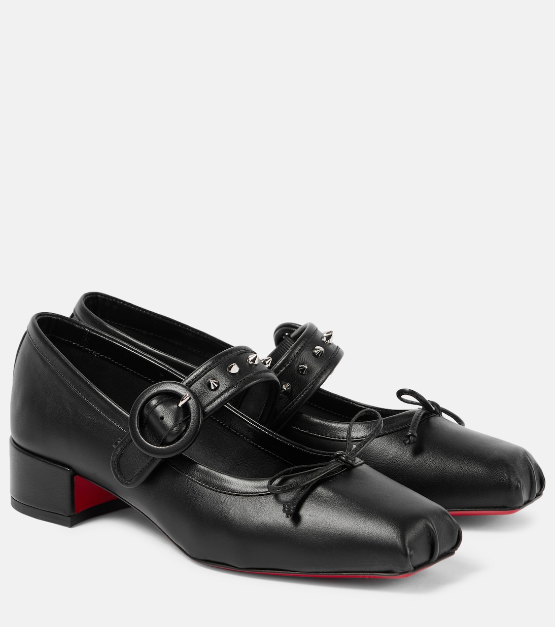 Mamastrapita Spikes leather Mary Jane flats in black Christian Louboutin Mytheresa