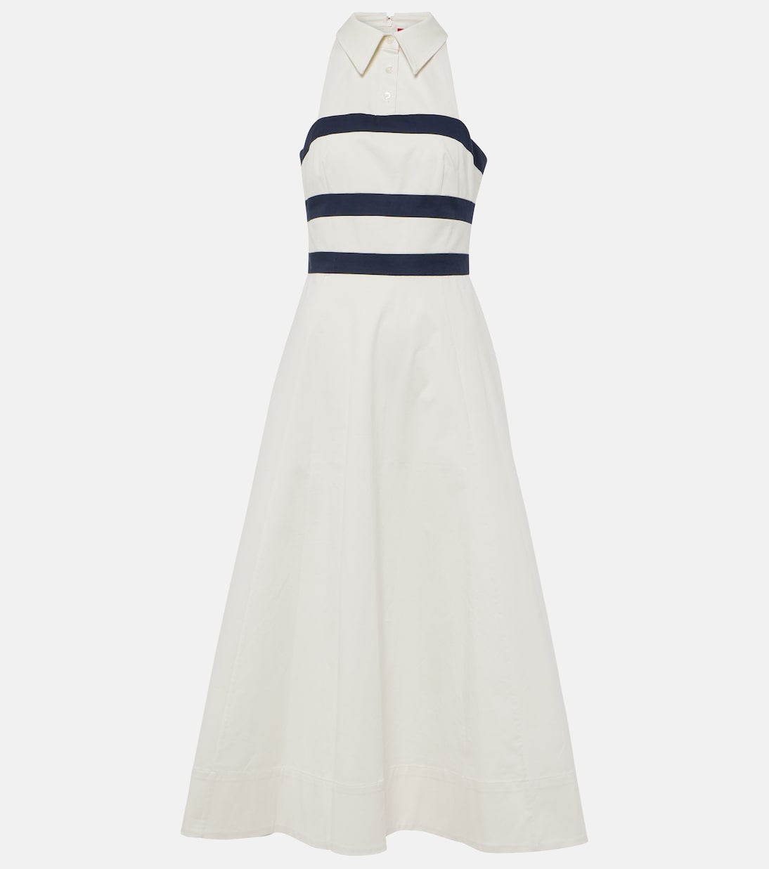 Captain striped cotton chino midi dress | Staud