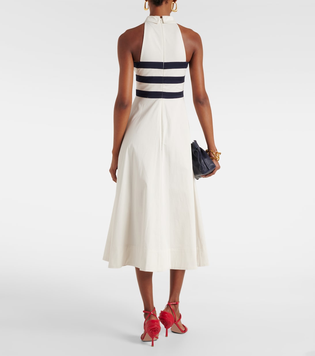 Captain striped cotton chino midi dress | Staud