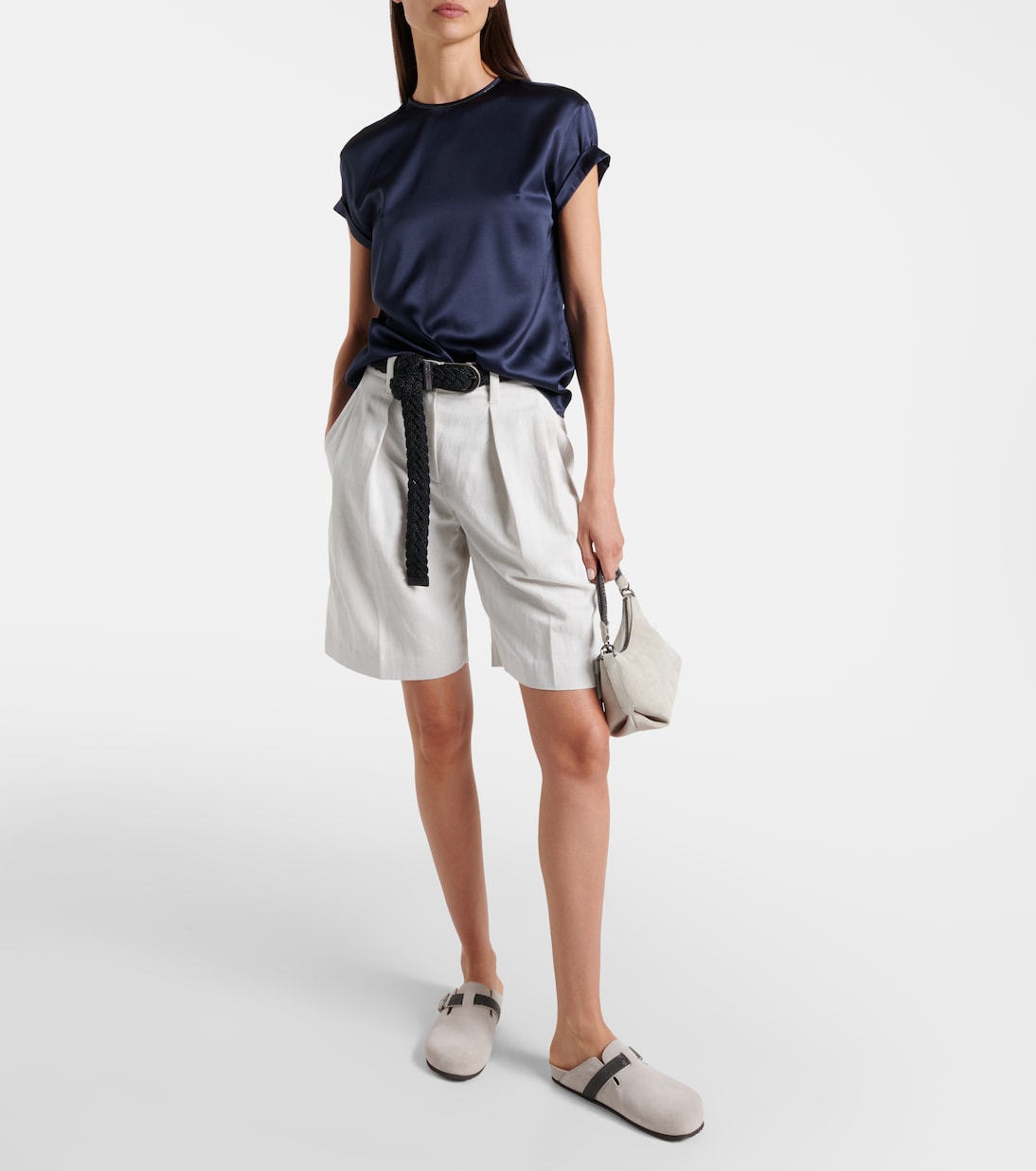 T-shirt in misto seta | Brunello Cucinelli