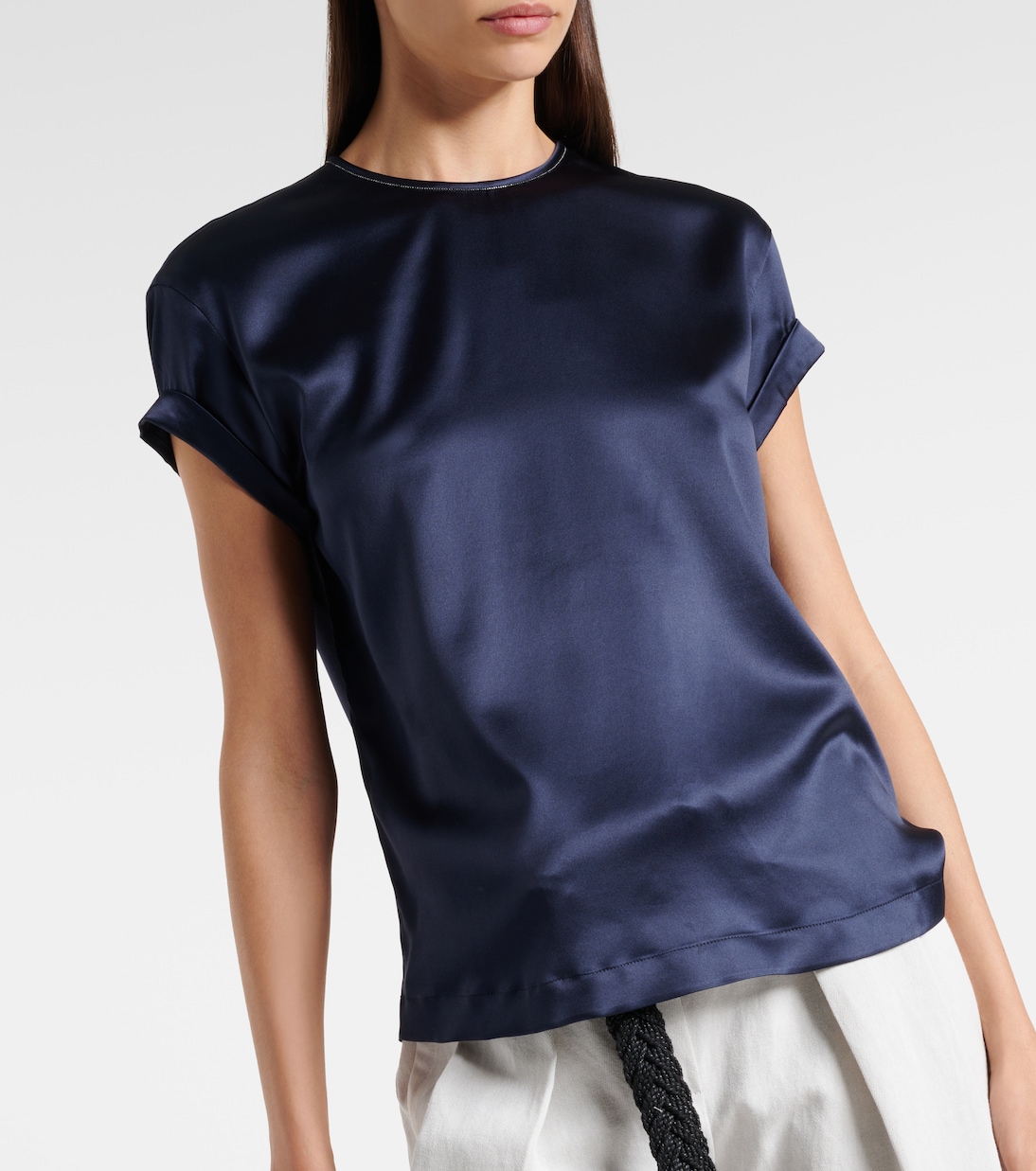 T-shirt in misto seta | Brunello Cucinelli
