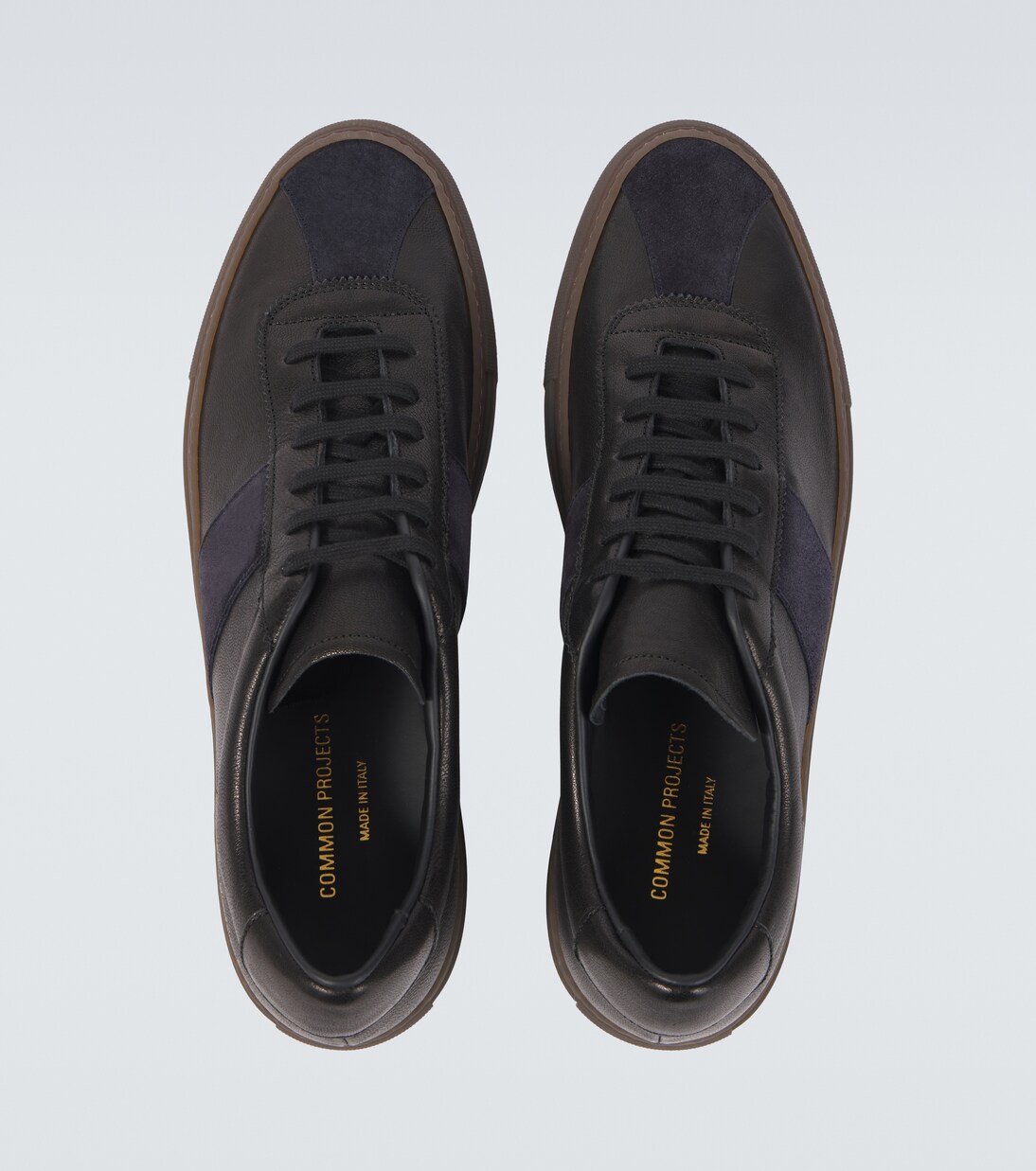Tennis suede trimmed leather sneakers in black Common Projects Mytheresa