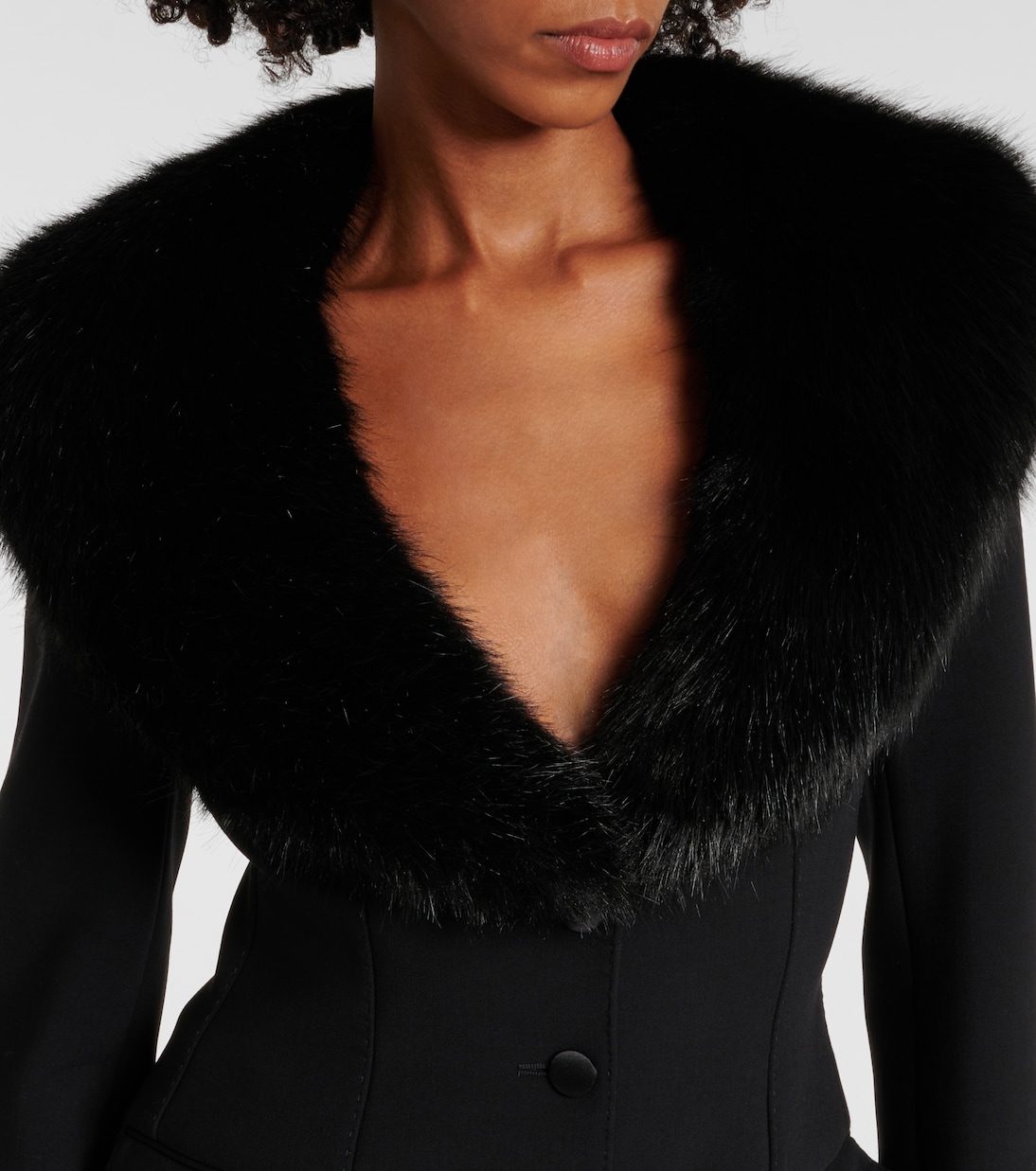 Blazer aus einem Wollgemisch mit Faux Fur | Dolce&Gabbana