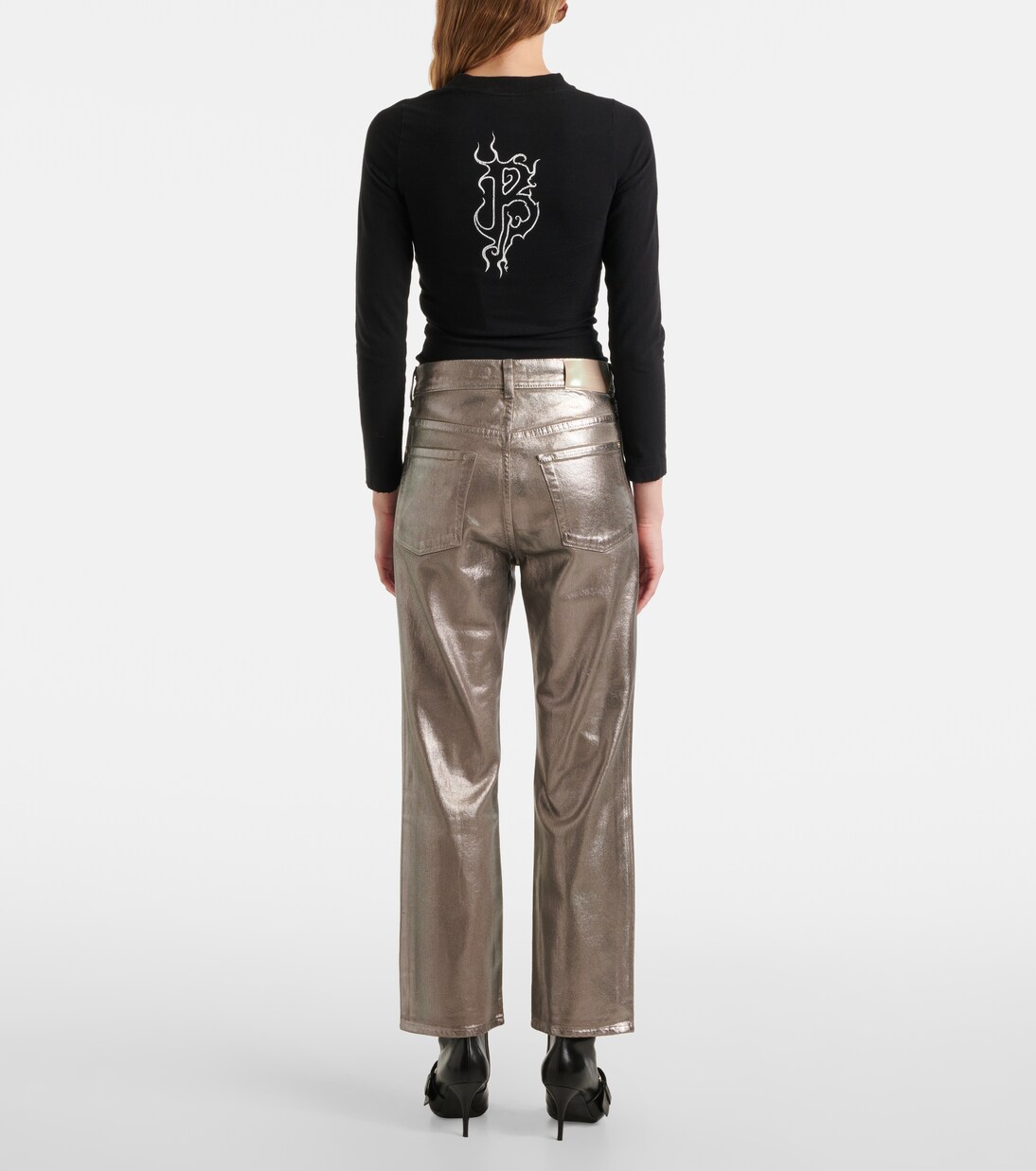 Coated high-rise straight jeans | 7 For All Mankind