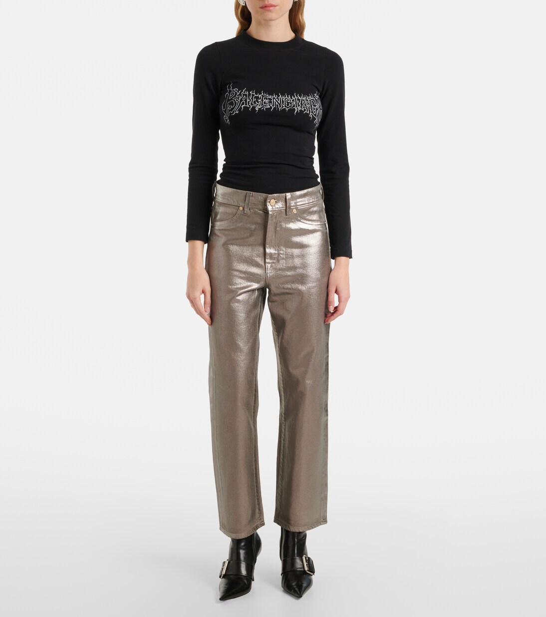 Coated high-rise straight jeans | 7 For All Mankind