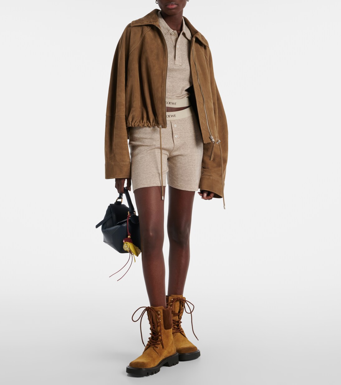 Shorts in cotone e lana con logo | Loewe
