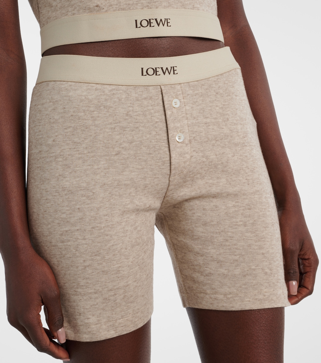 Shorts in cotone e lana con logo | Loewe
