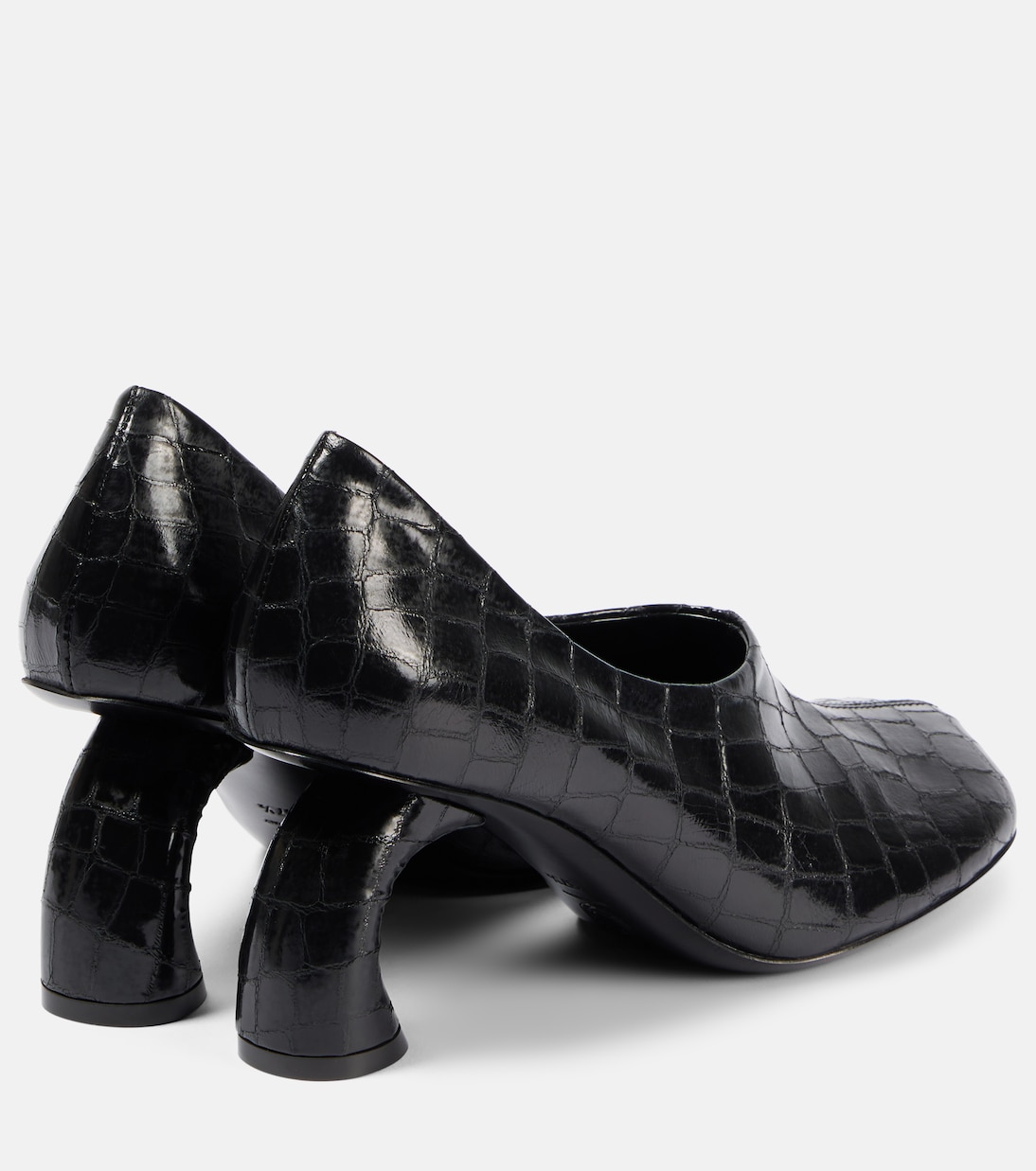 Scarpe con tacco Dries Van Noten in pelle metallizzata effetto coccodrillo per un look giovane e audace.