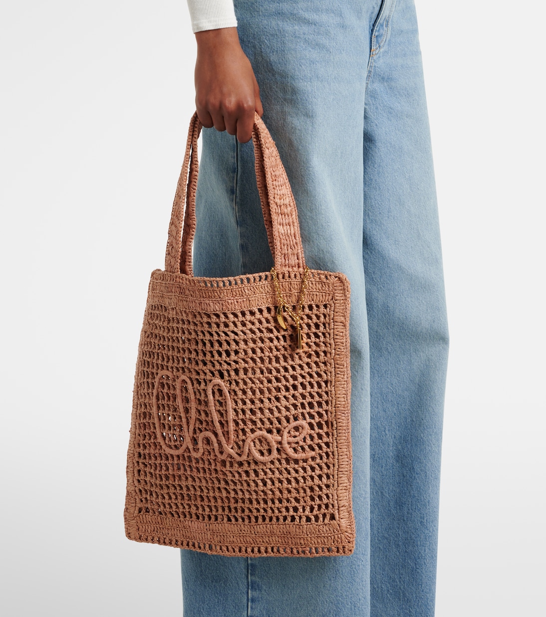 Summer Banana raffia-effect tote bag | Chloé
