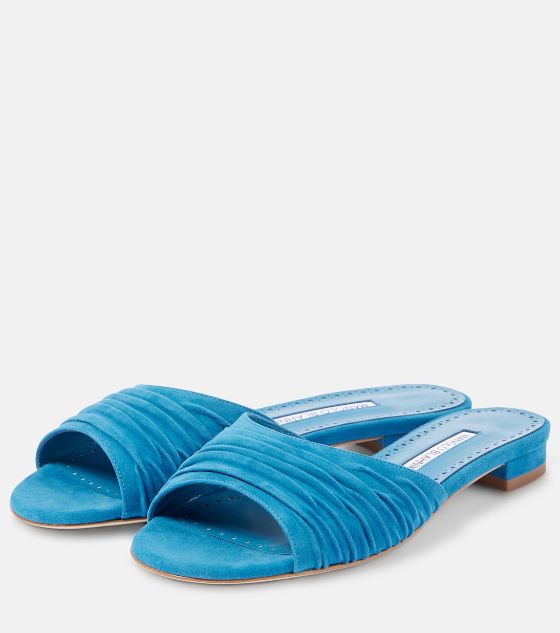 Mules Piruaflat 10 en daim | Manolo Blahnik
