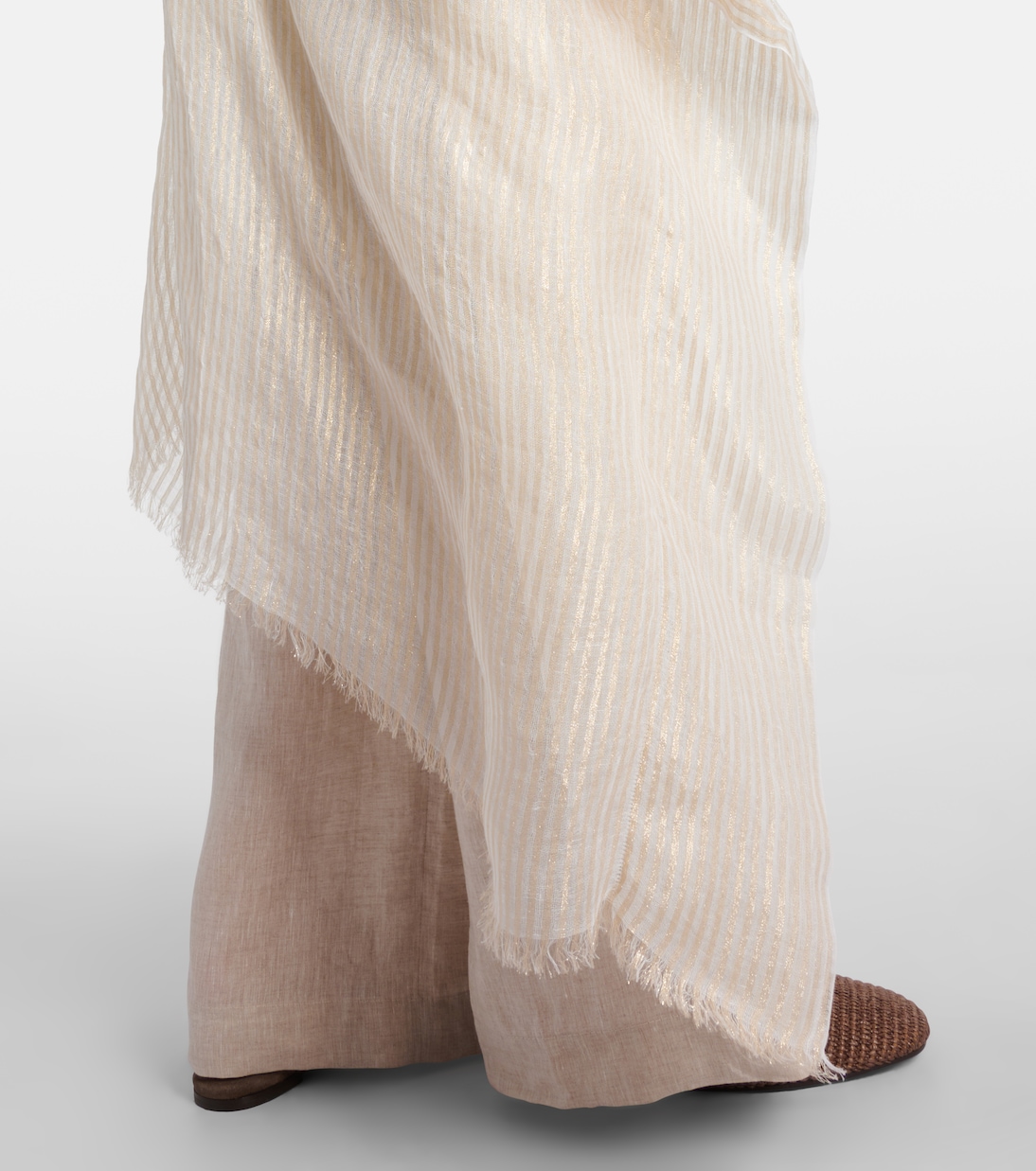 Fringed linen-blend cape | Brunello Cucinelli