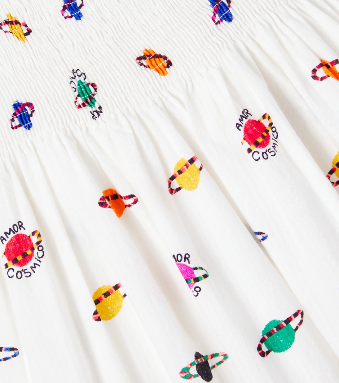 Abito in cotone con stampa a punto smock  | Fábula