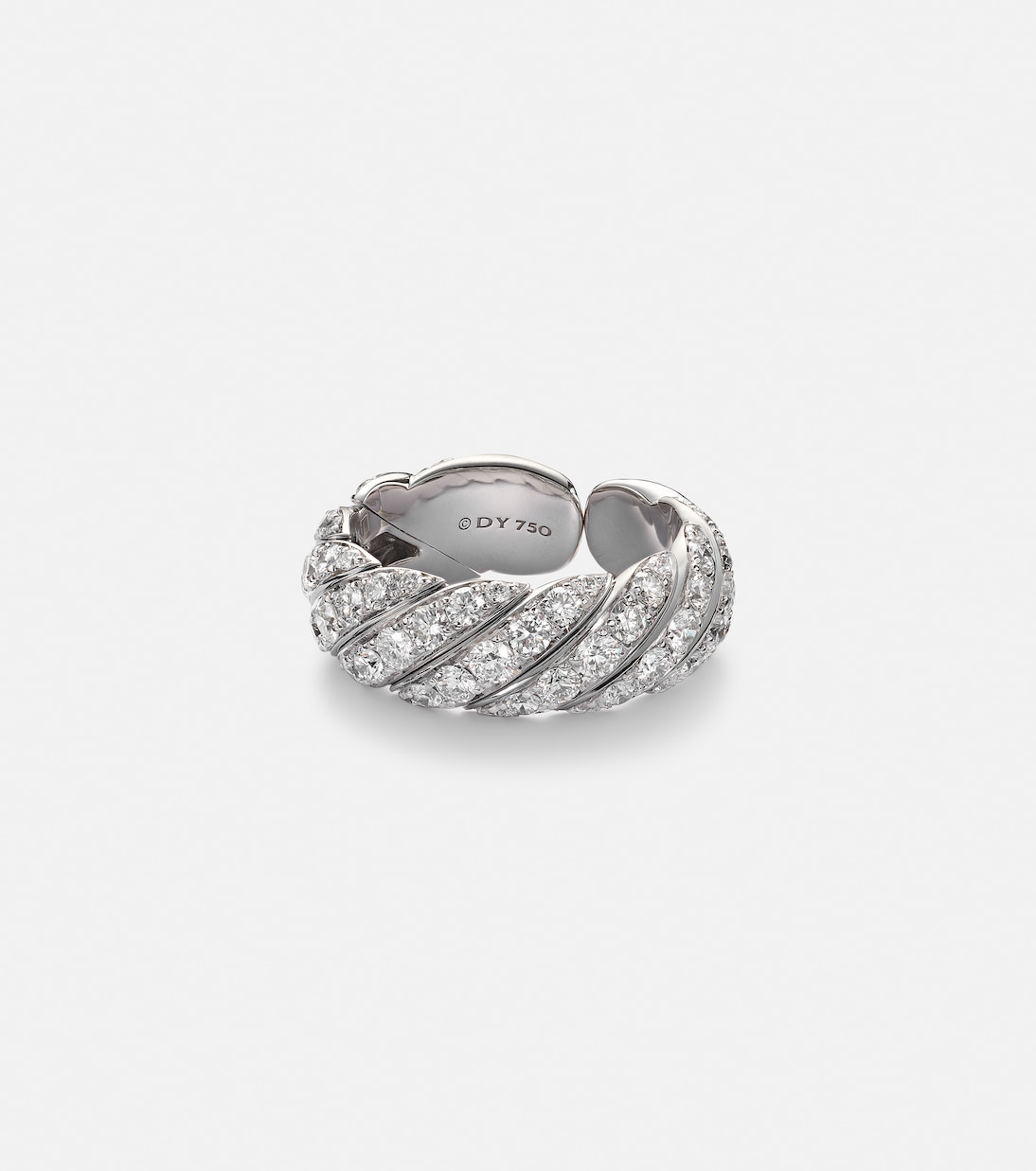 Sculpted Cable 18kt white gold ring with diamonds | David Yurman
