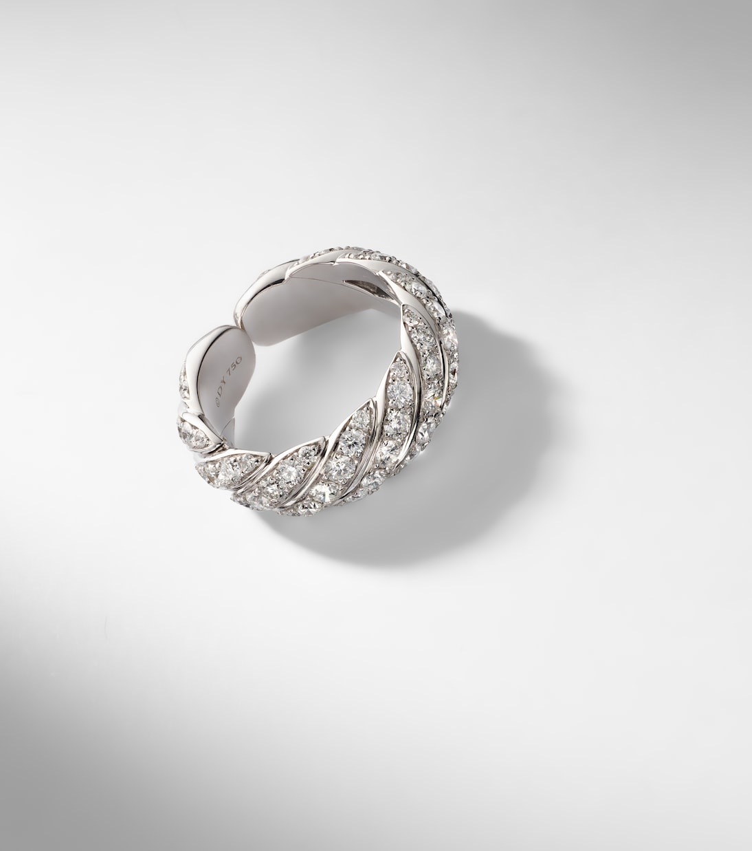 Sculpted Cable 18kt white gold ring with diamonds | David Yurman