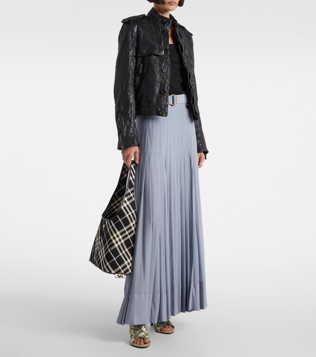 Falda larga plisada con cinturón | Burberry
