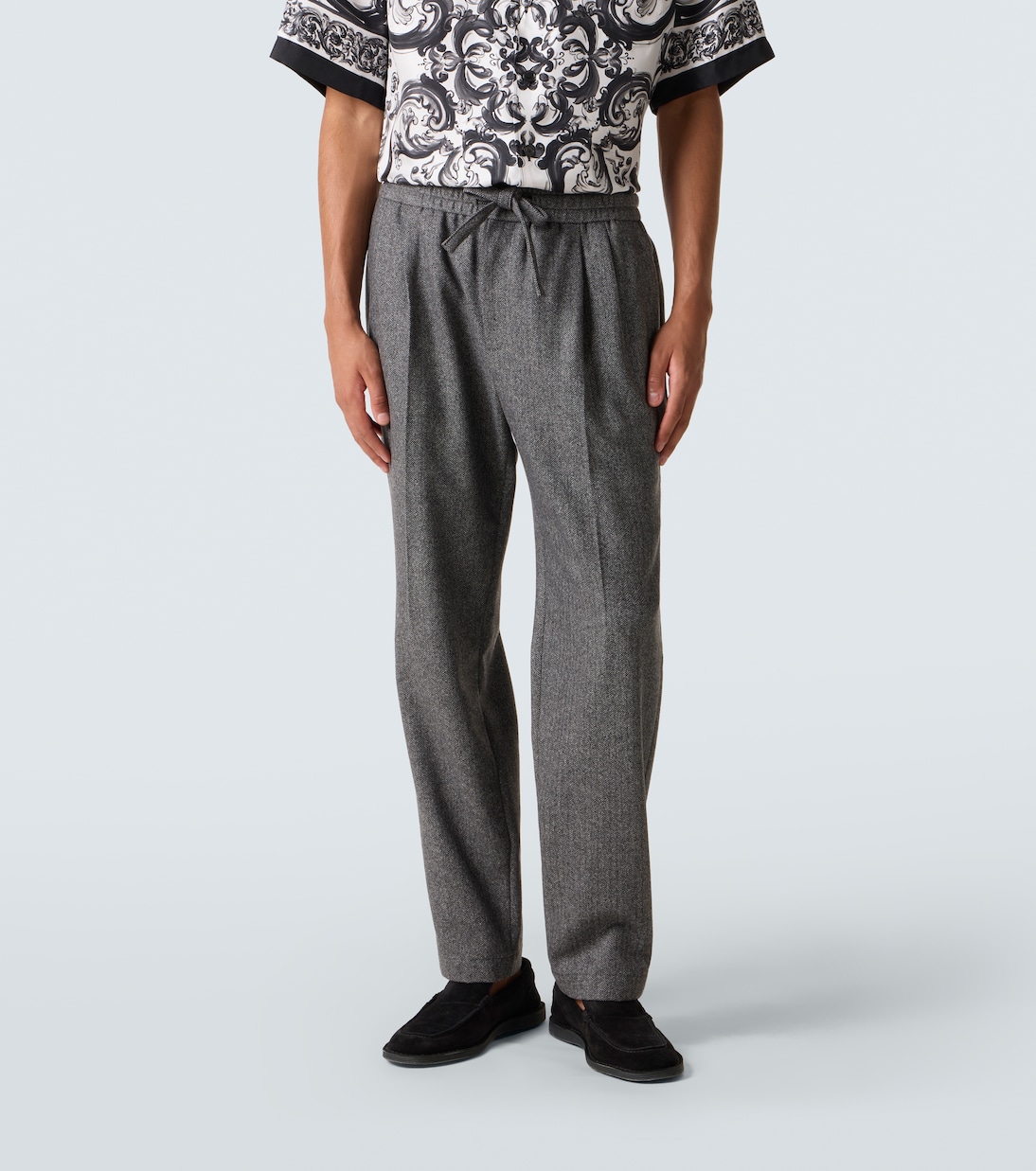 Herringbone wool-blend wide-leg pants | Dolce&Gabbana