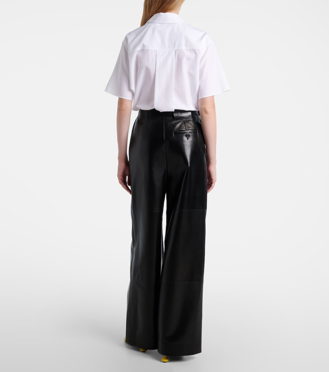 개더 레더 와이드 팬츠 | Loewe