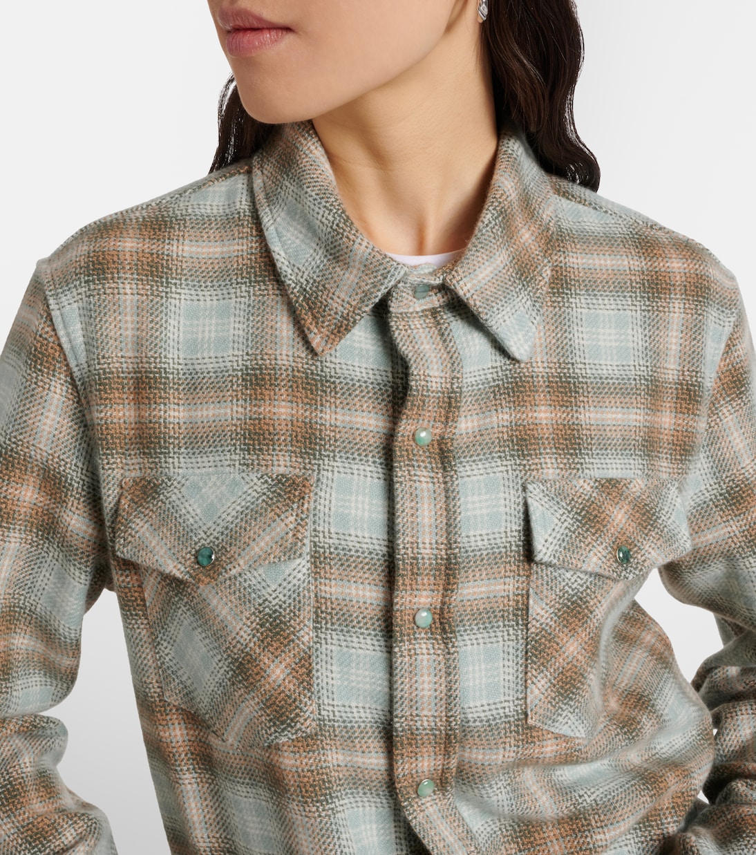 Chemise Joy Tartan en cachemire et émeraudes | God's True Cashmere