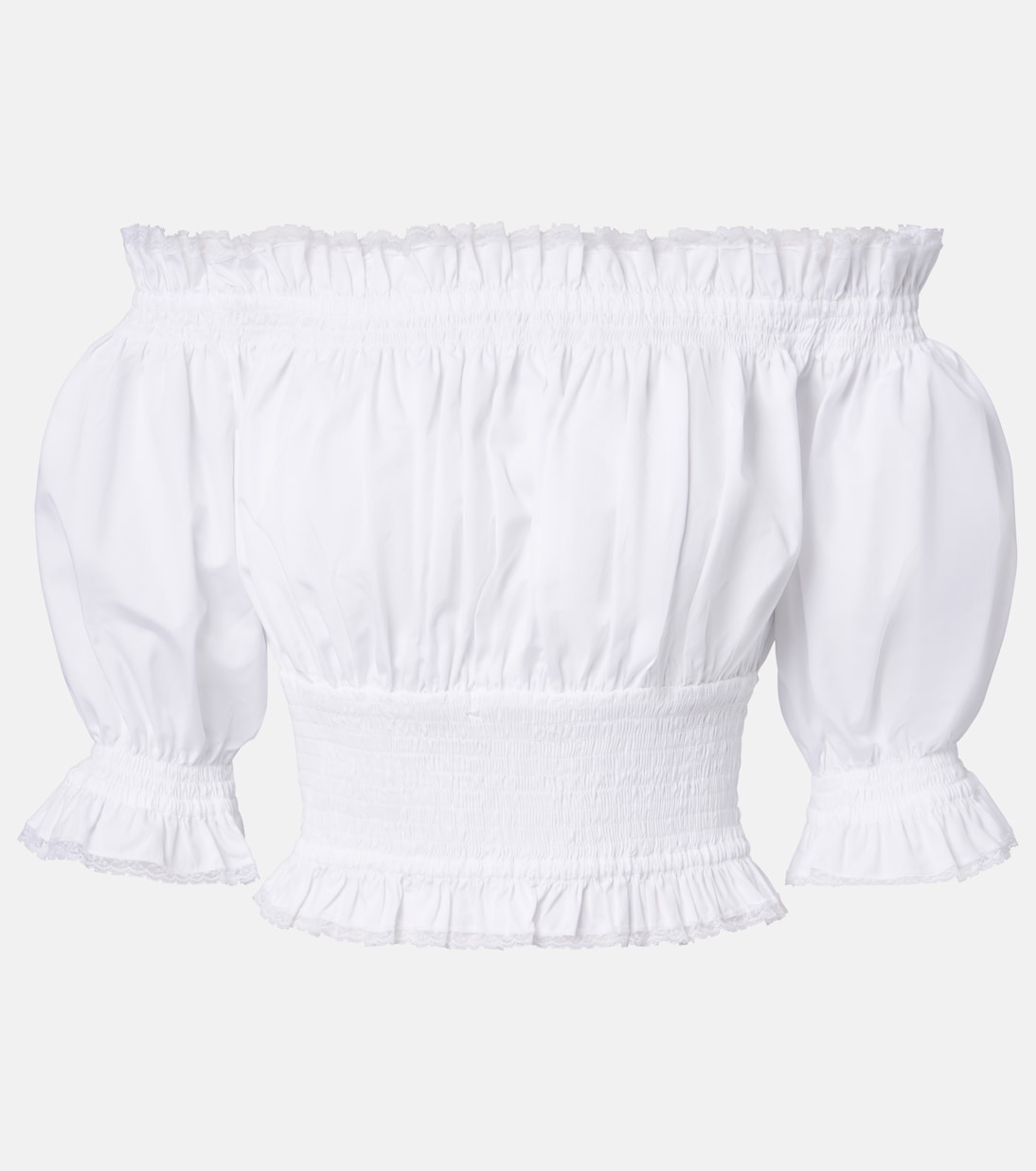 Off-shoulder cotton-blend poplin crop top | Dolce&Gabbana