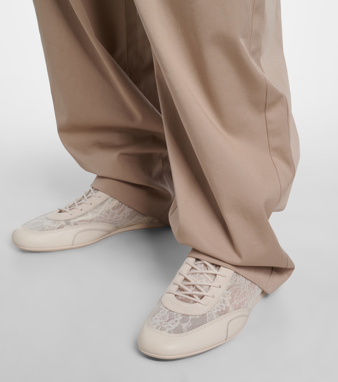 Sunny leather-trimmed lace sneakers | Jimmy Choo