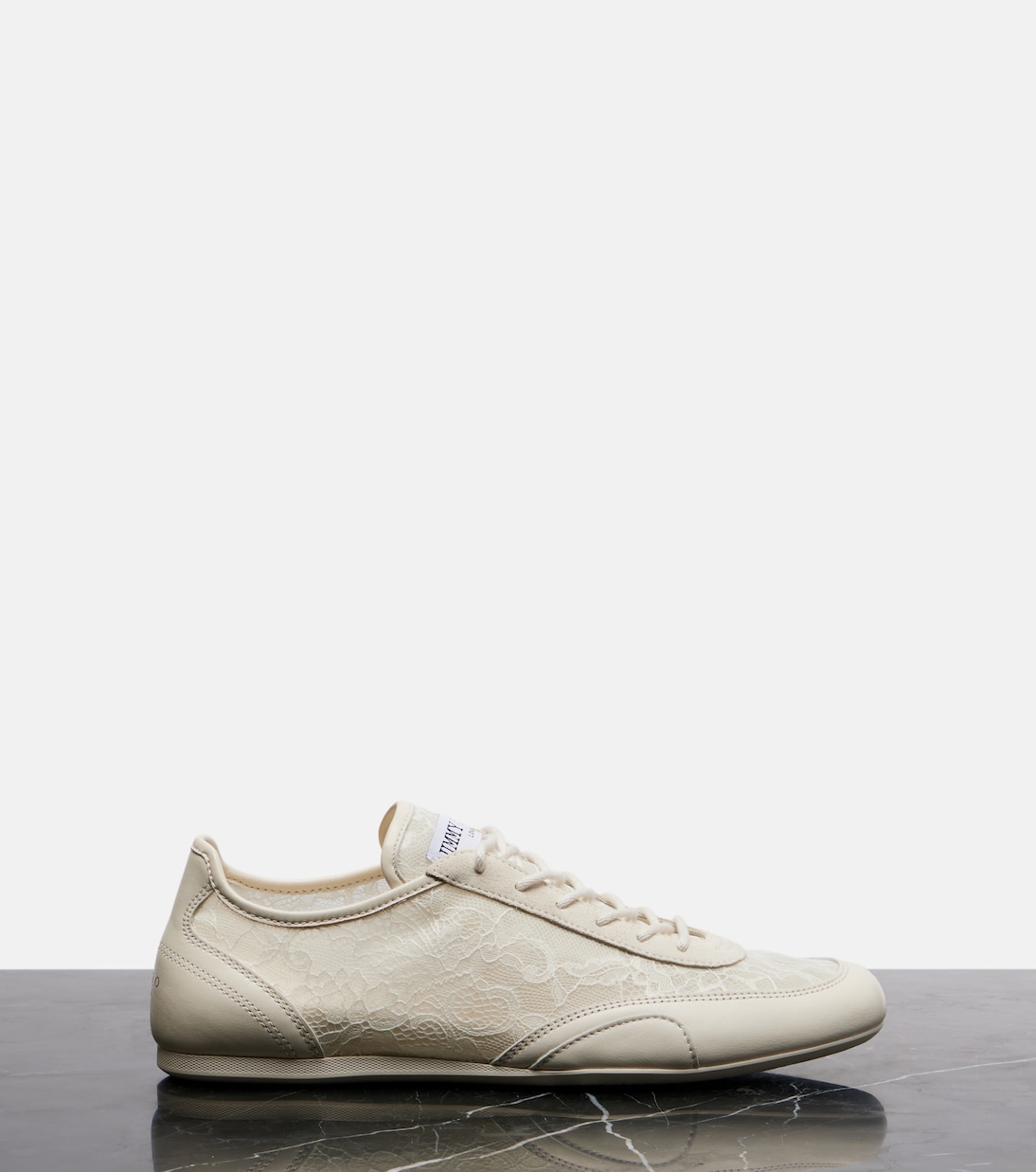 Sunny leather-trimmed lace sneakers | Jimmy Choo