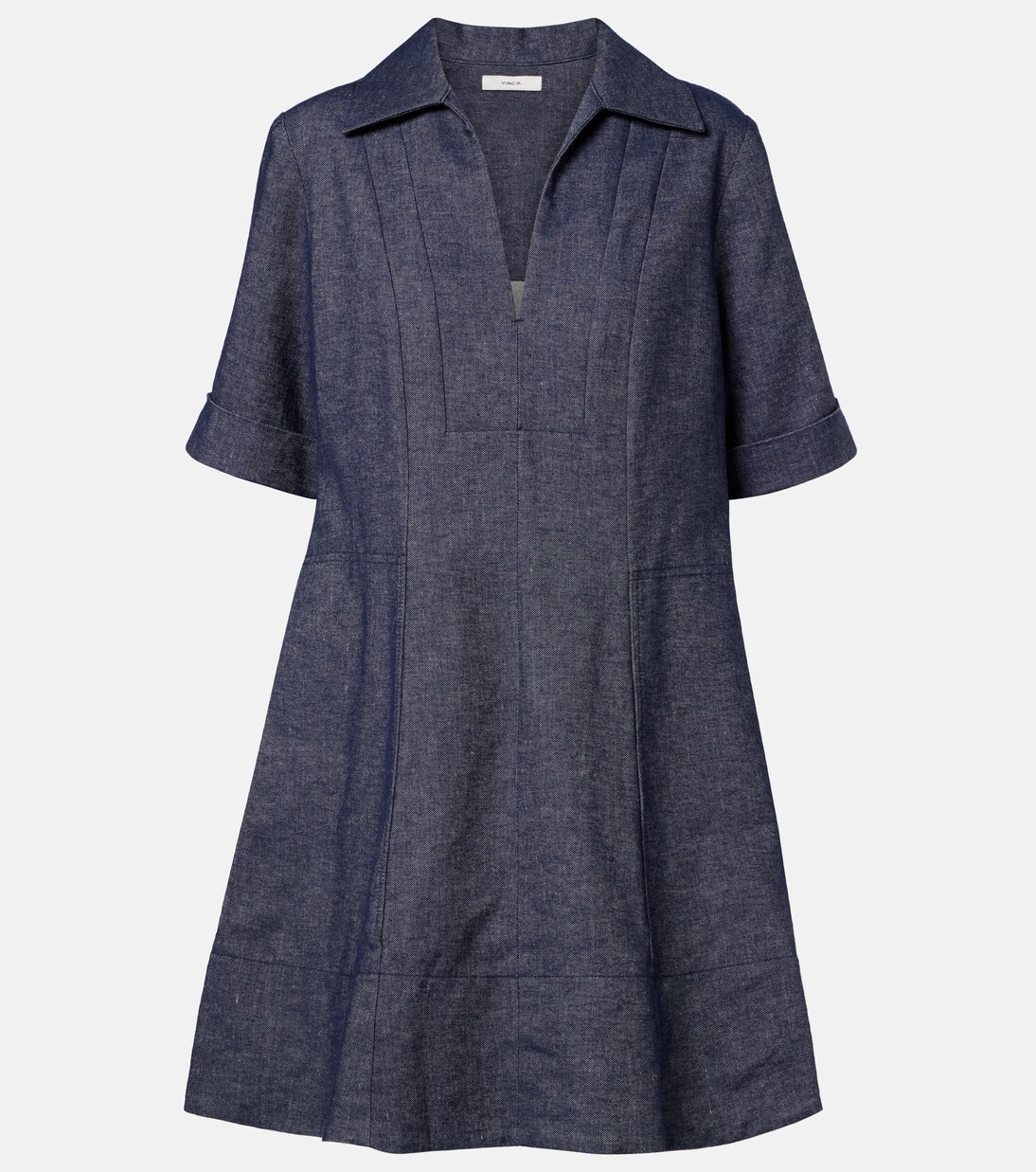 Cotton and linen chambray minidress | Vince