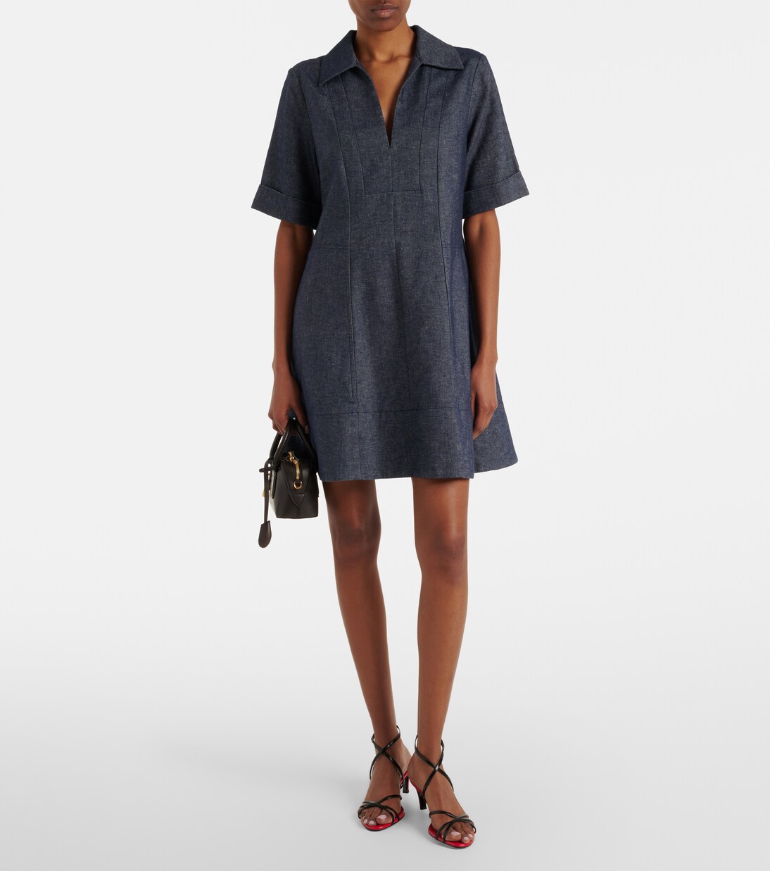 Cotton and linen chambray minidress | Vince